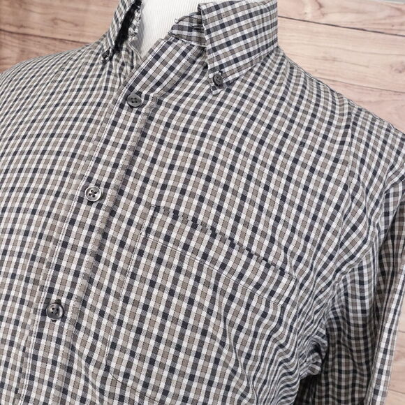 VAN HEUSEN CHECK BUTTON DOWN SHIRT MENS SIZE L LARGE 16-16.5 - Picture 2 of 6